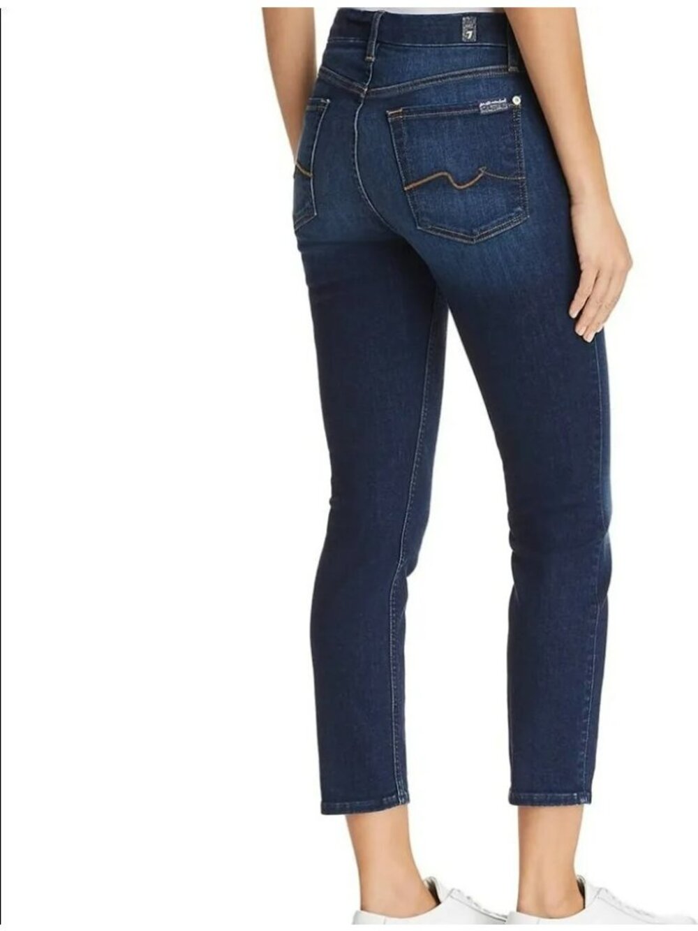 For All Mankind Womens Kimmie Crop Skinny Jeans Size 24 Dark Wash